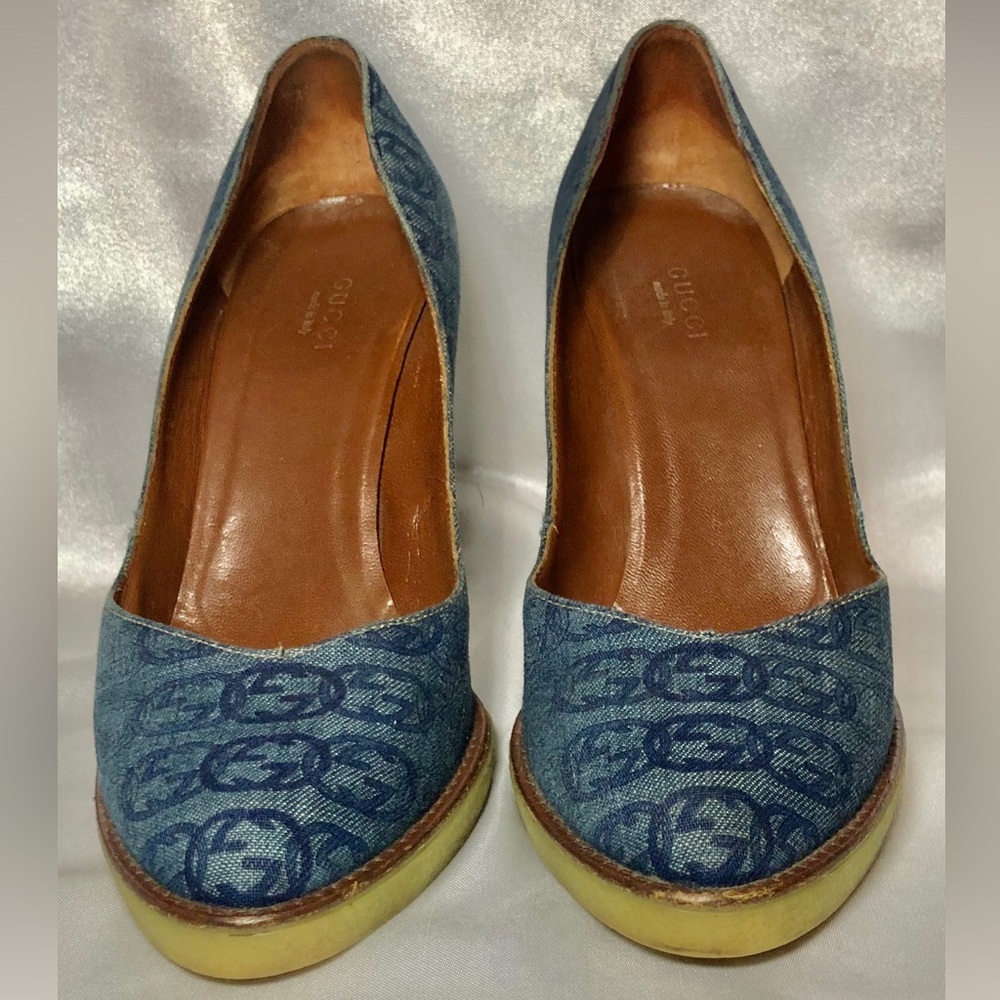 Gently worn GUCCI DENIM interlocking GG pumps/heels